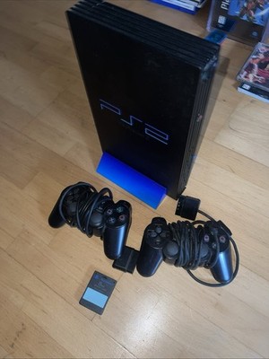 Sony PlayStation 2 (PS2) Konsole Schwarz mit 2 Controllern & 8 MB Memory Card