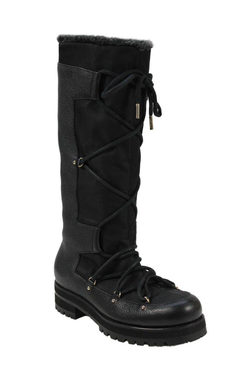 Jimmy Choo Womens Leather Lace Up Mid-Calf Boots Black Size 37.5 7.5Free Shipping in US $100+ Orders | $6.95 Orders Below