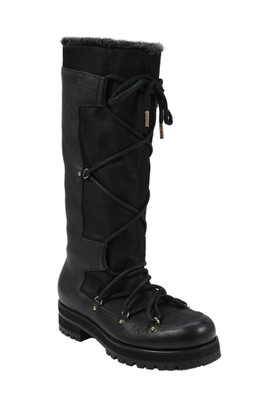 Jimmy Choo Womens Leather Lace Up Mid-Calf Boots Black Size 37.5 7.5
