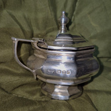 53.5g Not Scrap Sterling Silver Mustard Pot Unusual Shape Glass Liner Inc.