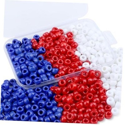 Red White Blue Pony Beads 4th of July 500Pcs 9mm Red Blue Independence Day