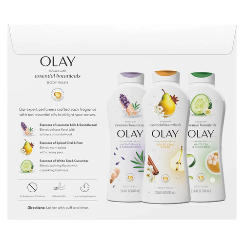 Olay Essential Botanical Body Wash, 23,6 fl oz, confezione da 3 pezzi nuova - Foto 3 di 3