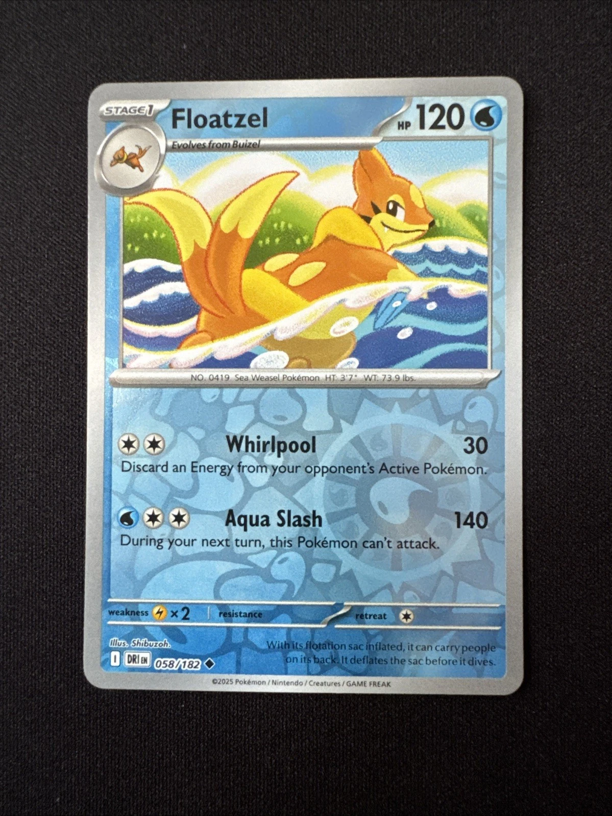 Floatzel 58/182 Reverse Holo Destined Rivals -Near Mint- Pokemon TCG