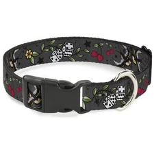 Plastic Clip Collar Lucky CLOSE-UP Gray WIDE-Medium 16-23"