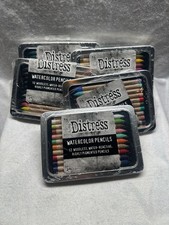 Distress 12 Watercolor Pencils Set 1-5 Silver Tin Case New