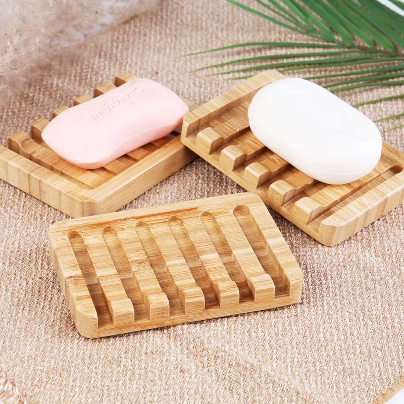 Soap Dishes with Water Drain Natural Home Portable Bamboo Soap Sponge Holder Bat - Image 4 of 4