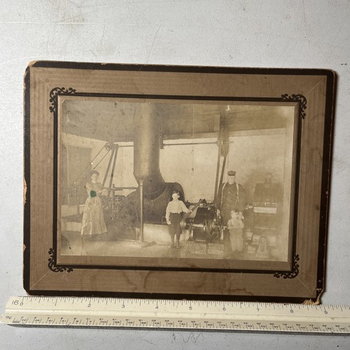 Antike Kabinettkarte Familie mit Dampfmaschinenmaschinen Anfang 1900 Fabrik - Q5 - Bild 6 von 9