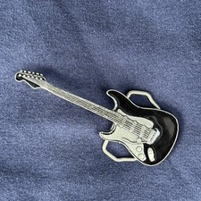Vintage Black Guitar Shaped Belt Buckle Music Rock N Roll Metal Band Concert