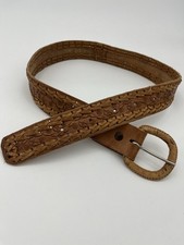 Vintage Leather Floral Tooled 36 Belt Made In Mexico Boho Cottagecore Western