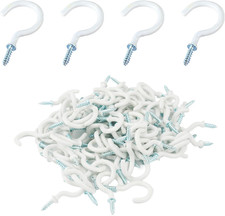 100 piezas ganchos de taza de techo de 3/4 pulgadas ganchos de tornillo para colgar (blanco)
