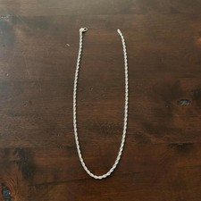 Silver Tone Rope Chain Necklace - 20 inch Met...