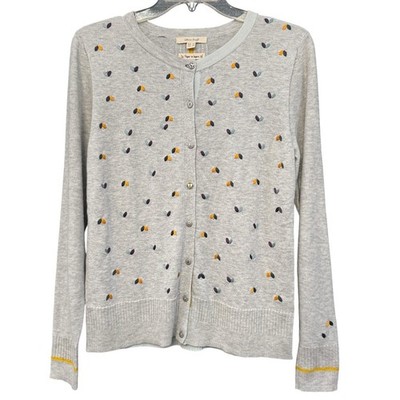 White Stuff UK 10 US Small Cardigan Paper in Layers Dot Print Wool Cotton FLAW