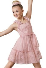 Dance Costume XXLA Pink Weissman 9253 Ballet Lyrical Contemporary Rosettes Dress