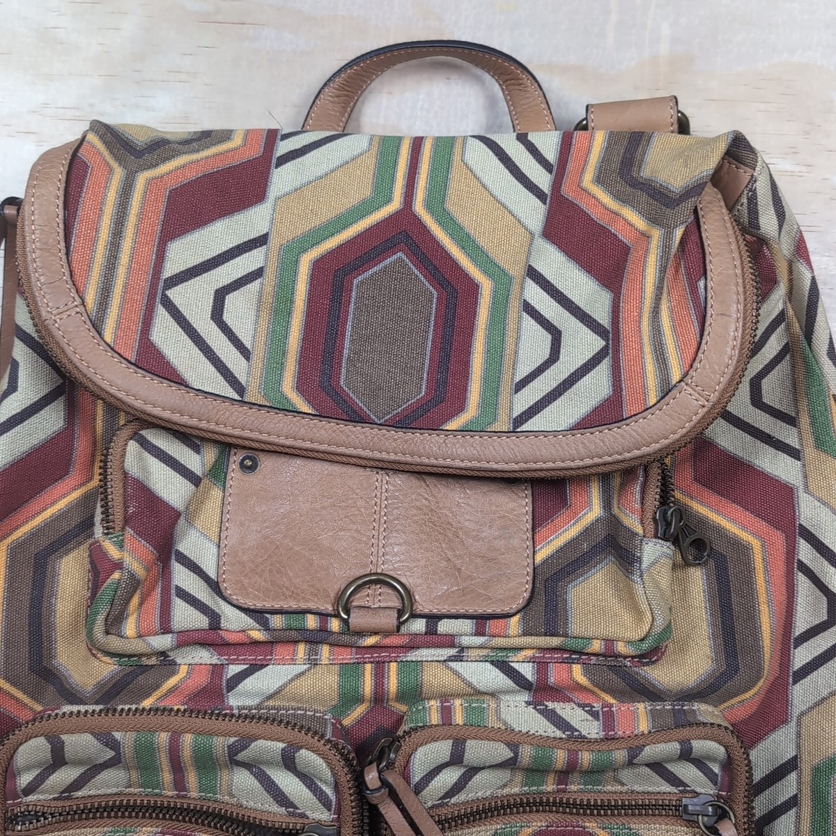 Anthropologie Hayden Harnett Brooklyn NYC Backpack Bag Floral Poppy Turquoise Hayden Harnett Brooklyn NYC Backpack Bag Geometric Pattern  main image 4