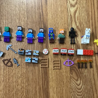 Lego Minecraft Lot Minifigures Wandering Trader Animals Weapons TNT Torches