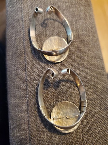 Vintage HOOKer Barbara Barnett Silver Modernist Earrings - Picture 4 of 6