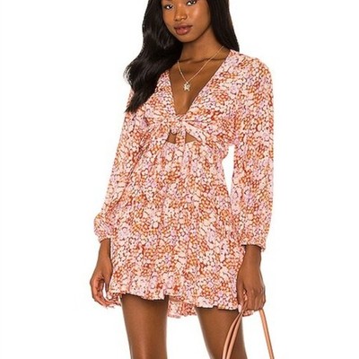 l'space stay golden dress L*Space Stay Golden Lily Of The Valley Tie Front Cutout Ruffled Mini Dress  M
