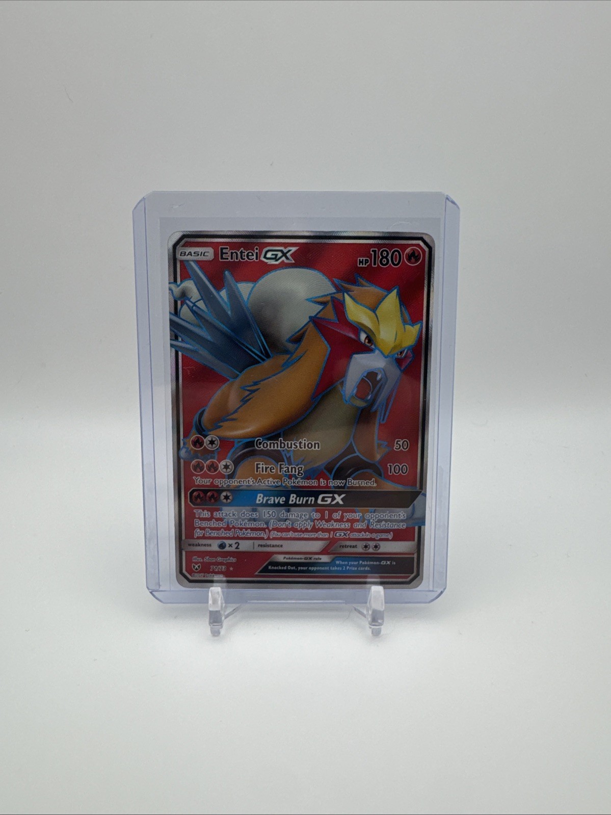 Entei GX 71/73 Full Art Ultra Rare Shining Legends Pokemon Moderately Played MP