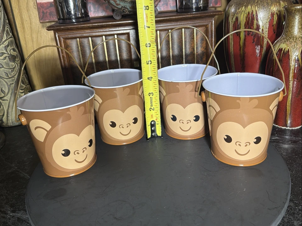 Juego de 4 lindos cubos de fiesta de mono Foto 4 de 4