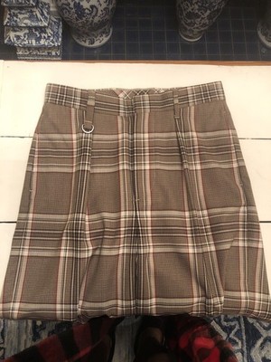 MONKEY   TIME PLAID PANTS NWT SIZE 30-32 BROWN AND CREAM HIGH WAIST MENS 