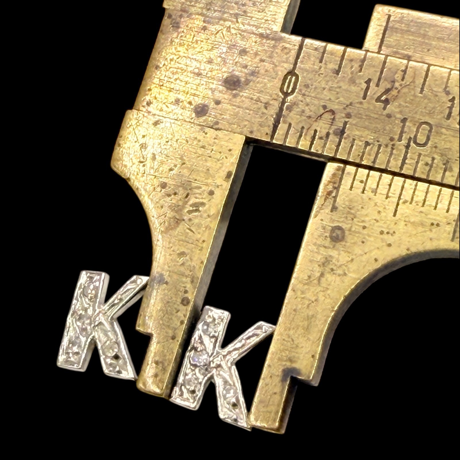 L Initial Block Letter Diamond Solid 14k White Go… - image 9