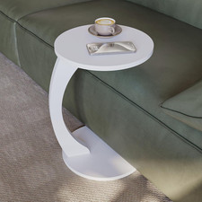 Tavolino Rotondo Da Salotto, Con Ruote, a Forma Di C, Elegante, Ideale Come Pian