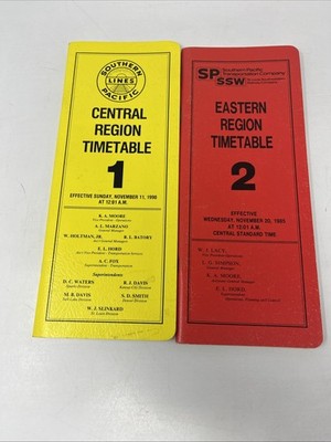 Southern Pacific SP SSW Employee Timetable Lot Of 2: 1985 1990 Eastern Central