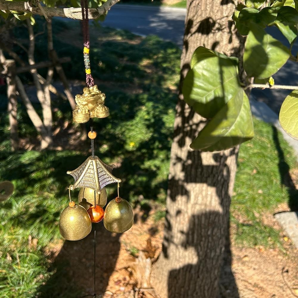 Melodious Golden Toad Wind Chime - Rustic Metal Bells for Indoor/Outdoor Bliss