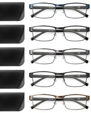 5PCS Reading Glasses Men - Blue Light Blocking Computer Metal Thin Frame Read...