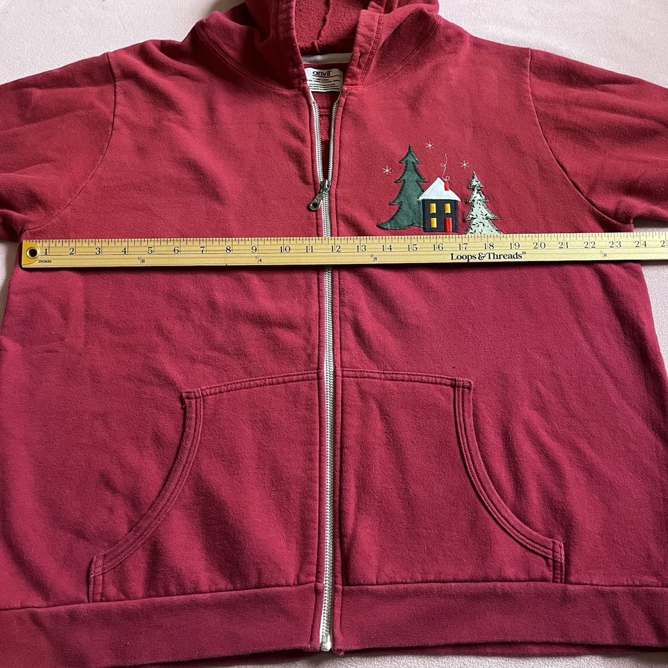 Sudadera con capucha y cremallera temática Navidad/Invierno de colección Anvil para mujer talla XL Foto 4 de 4