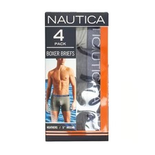 Nautica Boxer Briefs Men's Large 36-38 Heathers 4-Pack Grey 5" Inseam NIB