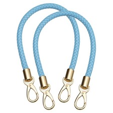 2Pcs 50cm/19.7" Braided Leather Purse Replacement Strap for Handbag, Blue