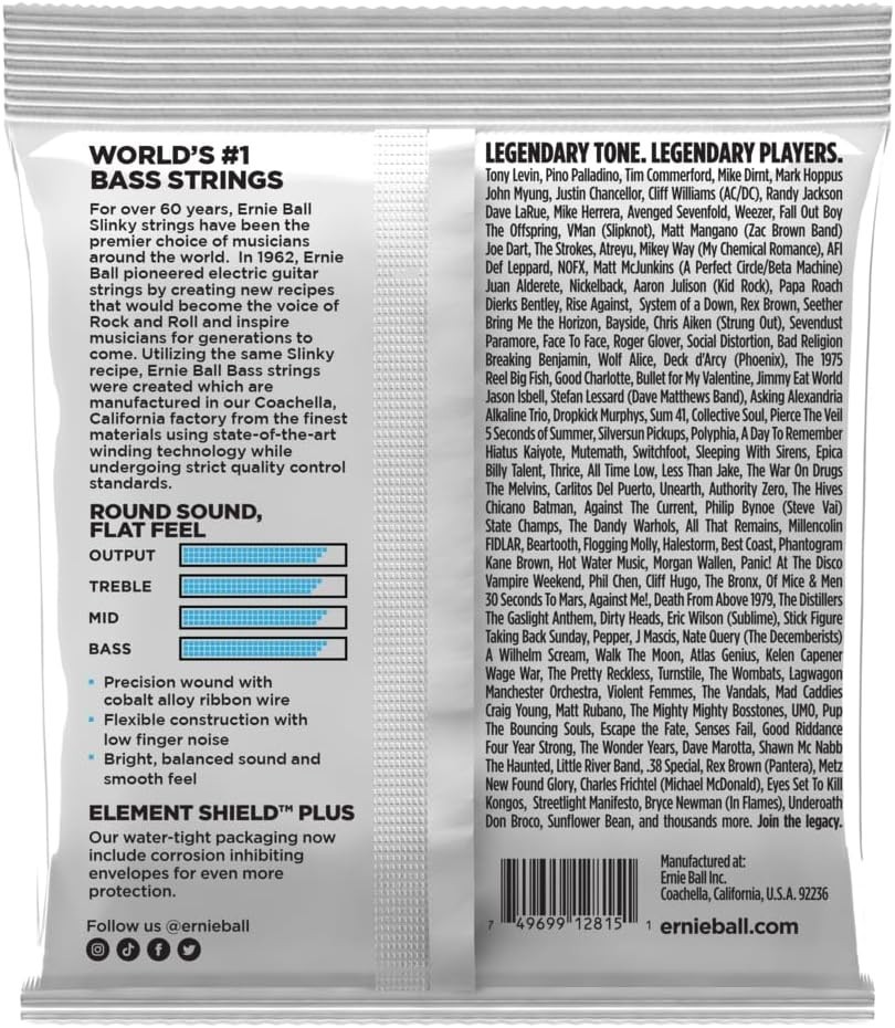 Cobalt Extra Slinky Flatwound Bass Guitar Strings 40-95 Gauge for Superior Tone