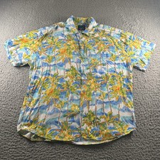 Vtg Jams World Shirt Mens L Coco Palm Tree Hawaiian Aloha Rayon Button Down
