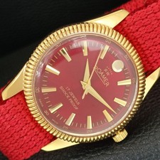 VINTAGE ROAMER SWISS DRESS RED COLOR DIAL WATCH REFURBISHED a445067-1