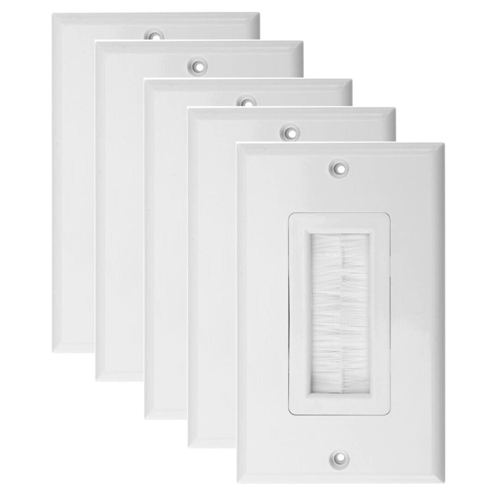 Single 1 Gang Wall Plate Cable Pass Through For Cables, 5 Pa