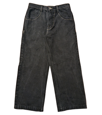 パンツ JNCO Vintage JNCO Jeans Skull Flame Embroidered Black Wide Leg Denim
