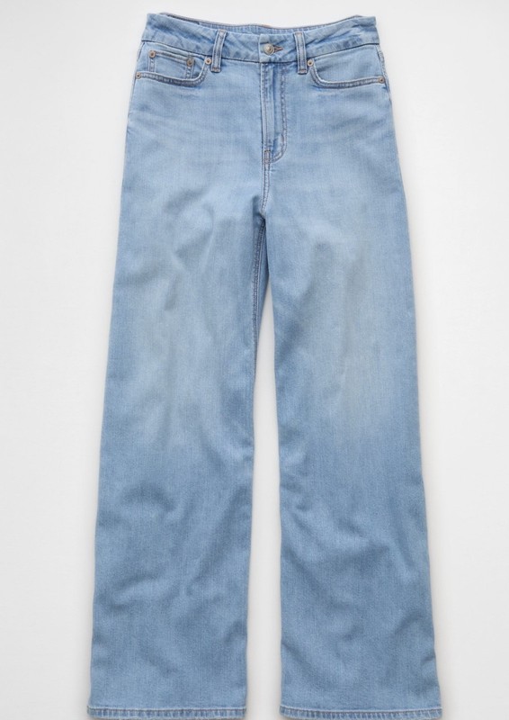 American Eagle Stretched Curvy Super High Rise Wide Legs Denim Women’s Size 4  