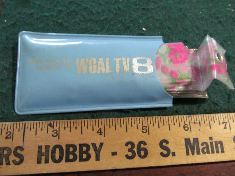 VINTAGE USED / NEW WGAL TV 8 RAIN BONNET & SCHEDULE Advertising Promotional Gift