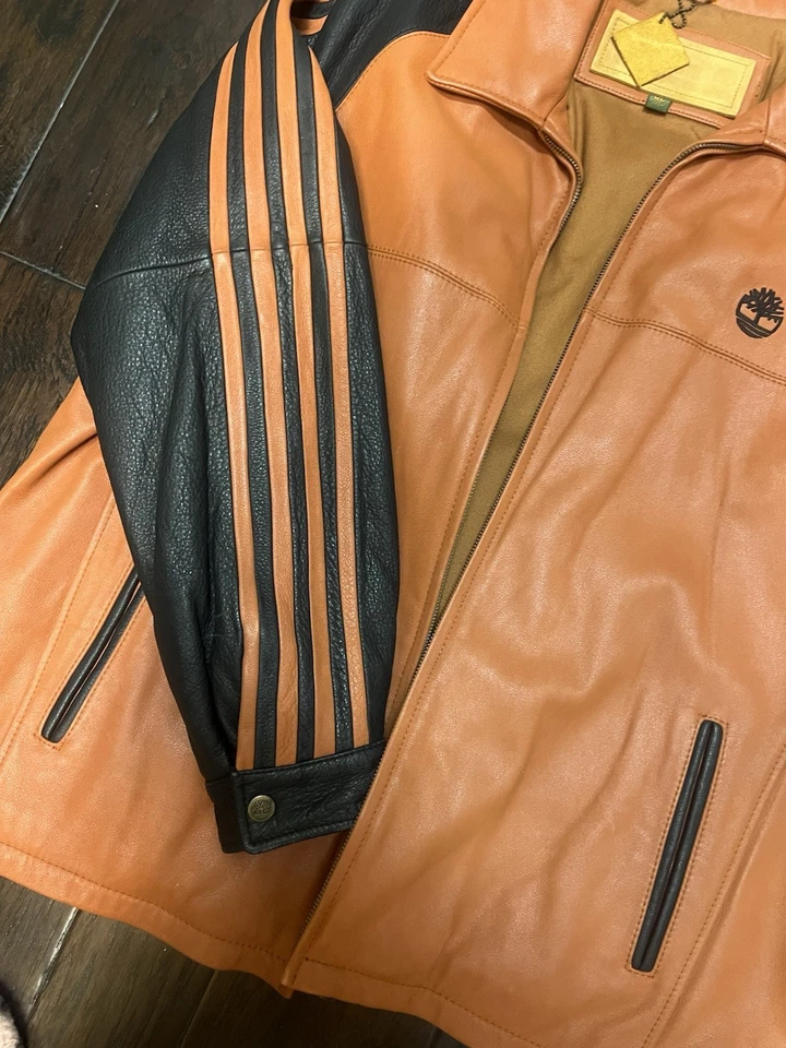 Chaqueta de cuero Timberland para hombre rara XL retro vintage otoño 2004 nueva con etiquetas Foto 2 de 4
