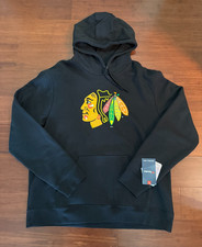 NEW Fanatics Chicago Blackhawks Primary Team Logo Black Fleece Hoodie MENS NEW