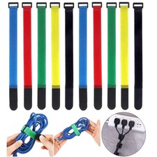 10Pcs Reusable Hook Loop Nylon Reverse Straps Colored Fastening Tape Self Adhesi