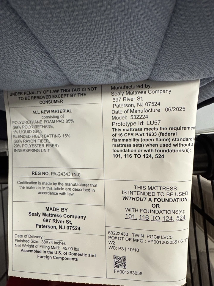 Nuevo colchón posturepédico Twin Sealy, somier y marco Foto 3 de 4