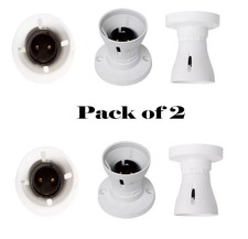2 x  Bayonet Batten White Ceiling Lamp Holder B22 Light Bulb Socket Lamp Fitting