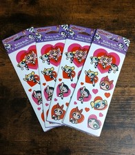 Sealed 2000 Powerpuff Girls Valentine Heart Stickers 4 Packs Y2K Cartoon Network