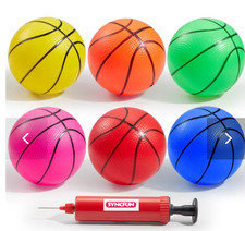 6 Pack 5 Inch Mini Basketballs Colorful Rubber Inflatable Basketball with Pump