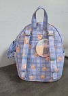 Under One Sky Girls Blue Checkered Bear Mini Backpack Faux Leather Zip, Pockets — photo 4