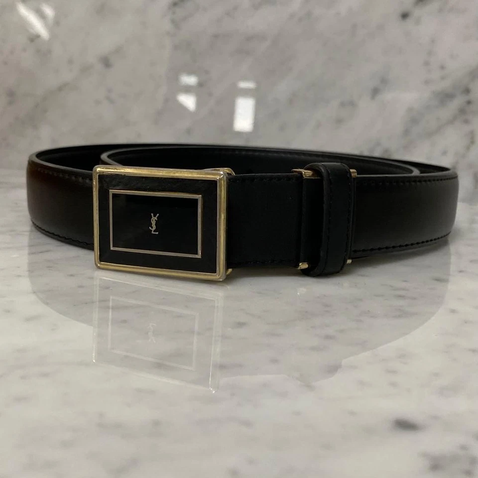 Saint Laurent Men's Belt YSL Cassandra Leather Black Authentic - Image 2 of 4