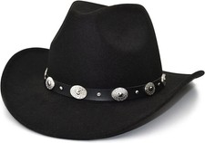 Western Cowboy, Cowgirl Hat, Silver Strap, Men Women Retro Wide Brim, Adjustable