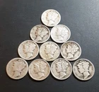 Lot of 10 Mercury Dimes 90% Silver Winged Liberty - Various Dates Free Shipping